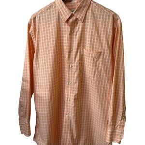 Tommy Bahama Men’s Button Down Shirt Orange Plaid 100% Cotton Size 16